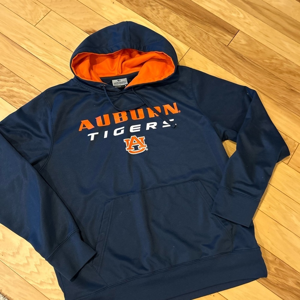 Auburn Tigers Navy Blue & Orange Pullover Fleece Hoodie Sweatshirt Size L - Picture 2 of 10